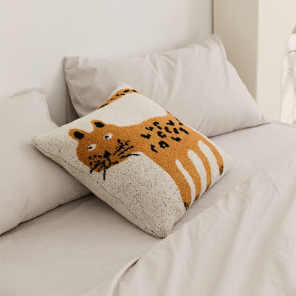 Housse de coussin tricotée en microfibre à motif de chat mignon