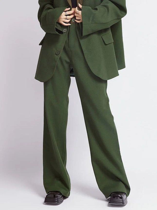 Ensemble blazer vert et pantalon ample pour femme