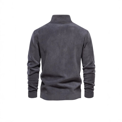 Suéter de cuello alto, estilo pullover, de forro polar para hombre, color liso, sencillo e informal.