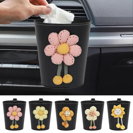 Luxury Leather Car Trash Can – Portable Garbage Bin for Auto Interiors - Wnkrs