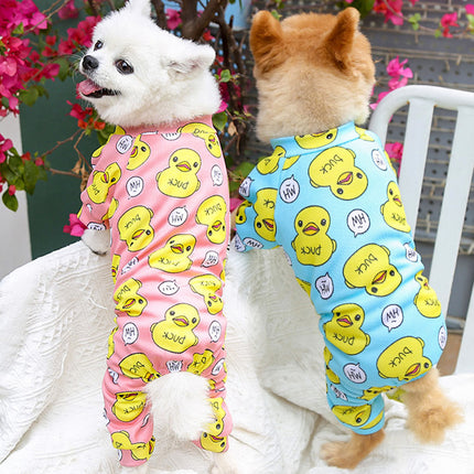 Pyjama confortable en coton imprimé canard pour chien