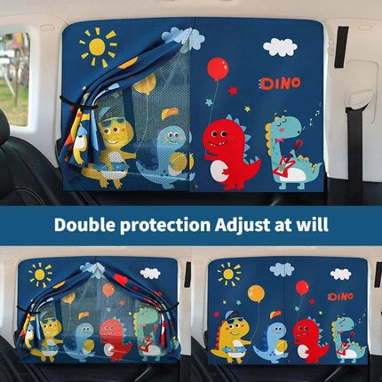 Universal Magnetic Car Side Gear Sunshade - Cartoon Curtain for Children's Sun Protection and Heat Insulation - Wnkrs