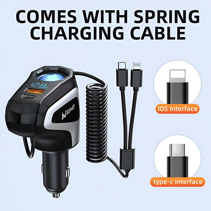 Chargeur de voiture ultra rapide multiport USB et PD 130 W avec prise allume-cigare