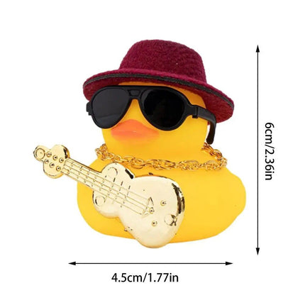 Mini Rubber Duck Car Ornaments Dashboard Interior Decor Cowboy Hat Duck With Scarf Sunglasses Kids Toys Gifts Car Accessories - Wnkrs