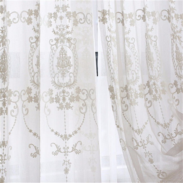 New Translucent Embroidered Window Screen White European Style - Wnkrs