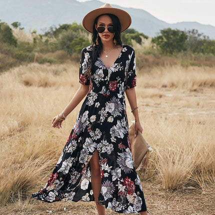 Elegante vestido largo estampado de verano