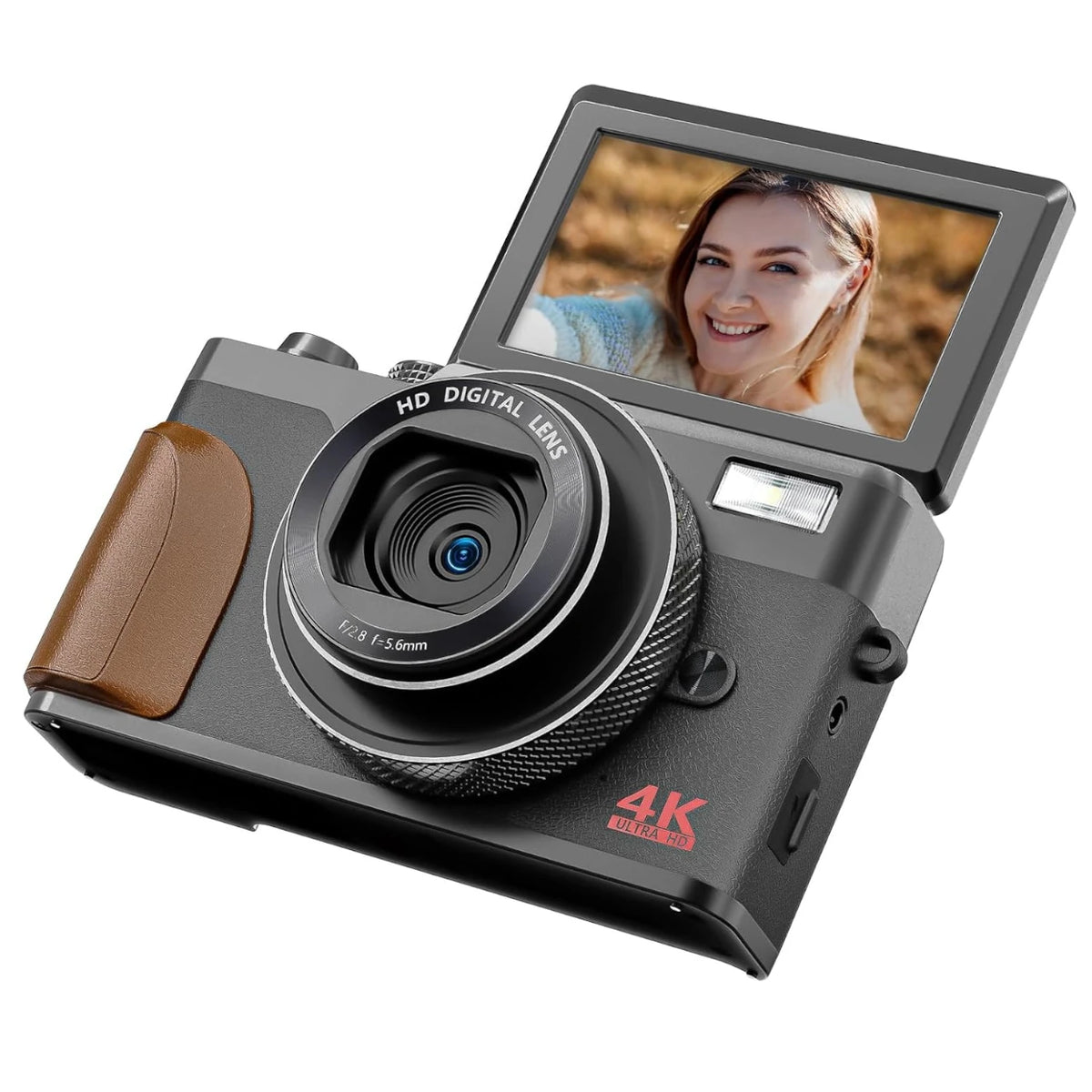 4K 48MP Vlogging Camera with Flip Screen and 16X Digital Zoom