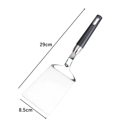 Spatule de cuisine en acier inoxydable avec manche en bois - Ustensiles pour teppanyaki, pizza, crêpes et barbecue