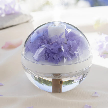 Humidificador de aire inalámbrico portátil con flor eterna y lámpara blanca cálida