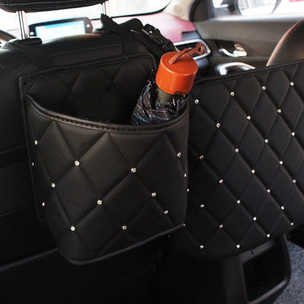 Luxury Crystal Rhinestone Car Seat Organizer with Multi-Pockets - Wnkrs