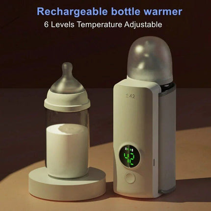 Portable 6-Level Adjustable Baby Bottle Warmer with Temperature Display and Night Light - Wnkrs