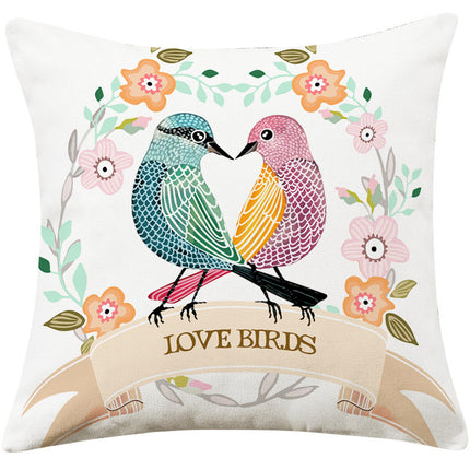 Country Pastoral Flower And Bird Cushion Cotton And Linen Pillowcase - Wnkrs