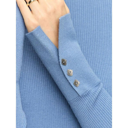 Autumn Elegance Mock Neck Women's Slim Pullover