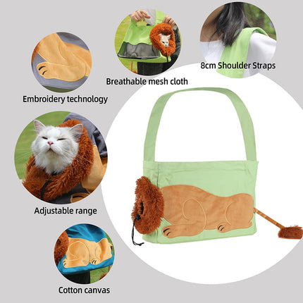 Adorable bolsa de transporte para mascotas con forma de león para perros y gatos pequeños