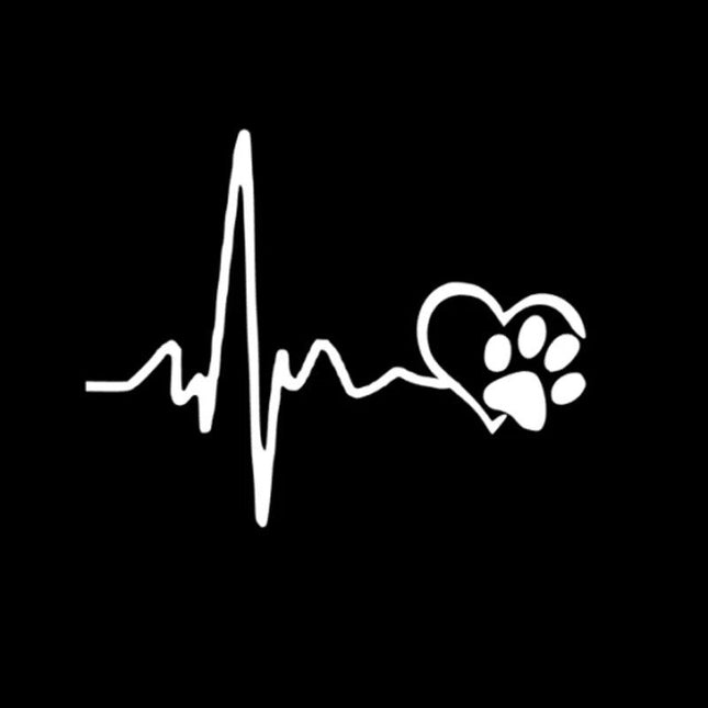 Cute ECG Heart & Paw Car Decal - Wnkrs