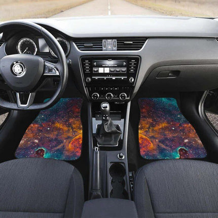 Galaxy Space Teal & Orange Car Floor Mats Set - Wnkrs