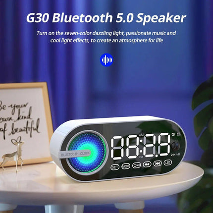 Wireless Bluetooth Speaker with LED Mirror Digital Alarm Clock & RGB Display - Wnkrs