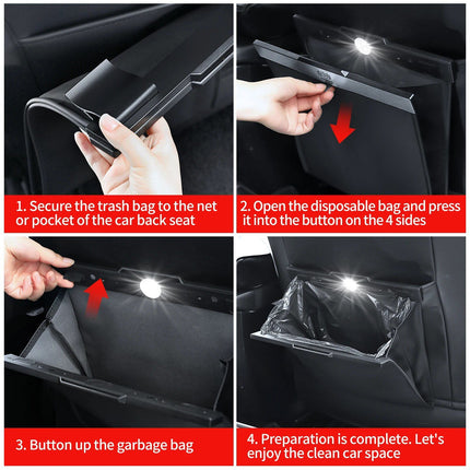 Waterproof Magnetic Car Trash Bag with LED & Leather Storage - Wnkrs