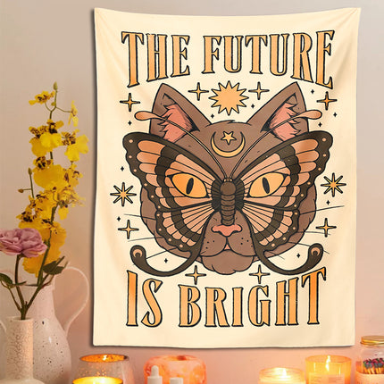 Tapiz de pared con diseño de gato y sol y luna