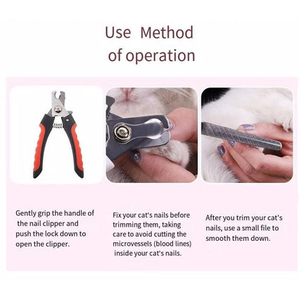 Coupe-ongles professionnel pour animaux de compagnie - Outil de toilettage ergonomique en acier inoxydable pour chiens et chats