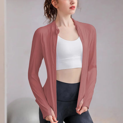 Veste de sport slim fit à séchage rapide pour femme avec trous pour les pouces