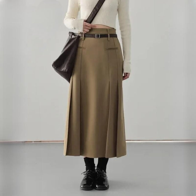 Jupe trapèze plissée taille haute élégante