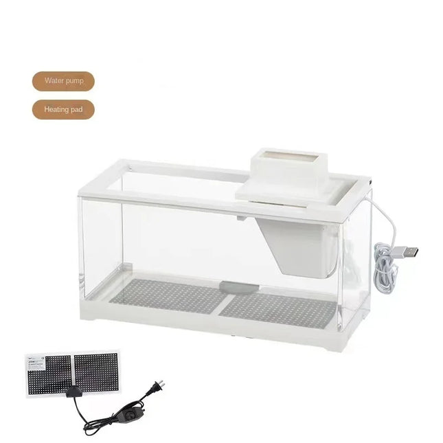 Acuario de peces tropicales Fuente de alimentación USB Filtro Calefacción Lámpara de pecera de mesa pequeña Ecosistema