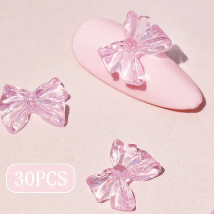 Charms pour ongles en forme de nœud rose bonbon