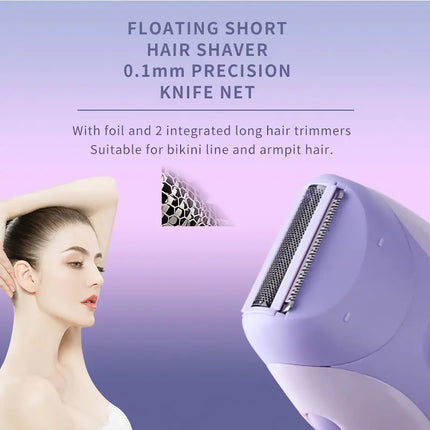 Épilateur 4 en 1 pour femme, rasoir électrique pour le visage et le corps