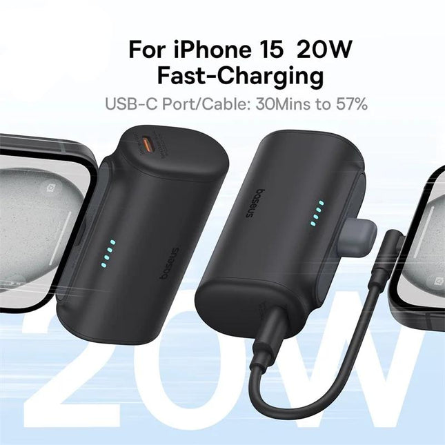 Mini banco de energía de carga rápida de 20 W y 5000 mAh con tipo C