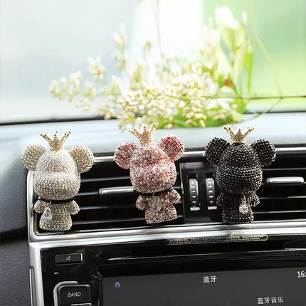 Cute Bear Car Air Vent Perfume Clip with Dazzling Rhinestone - Wnkrs