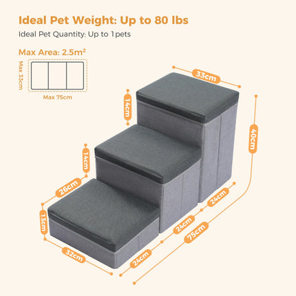 Escalera plegable 2 en 1 para mascotas y almacenamiento de perros y cachorros