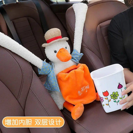 Cute Cartoon Car Trash Bin & Tissue Holder - PU Leather Storage Accessory - Wnkrs