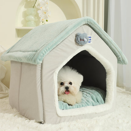 Casa plegable para mascotas con colchón extraíble para dormir