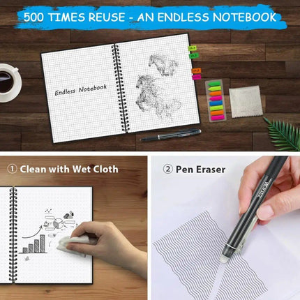 Eco-Friendly Reusable & Erasable A4 Smart Notebook - Wnkrs