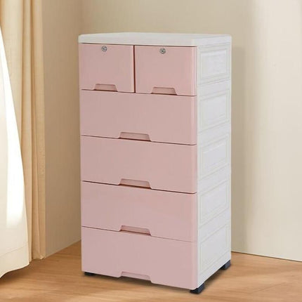 Modern Pink 6-Drawer Plastic Storage Dresser - Wnkrs