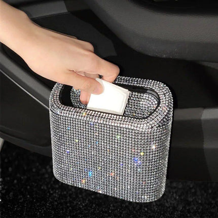 Bling Car Trash Can with Rhinestone Accents - Wnkrs