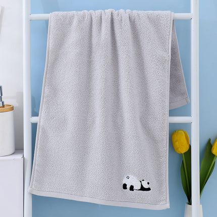 Serviette de toilette en coton brodée Panda - Serviette de bain absorbante et douce