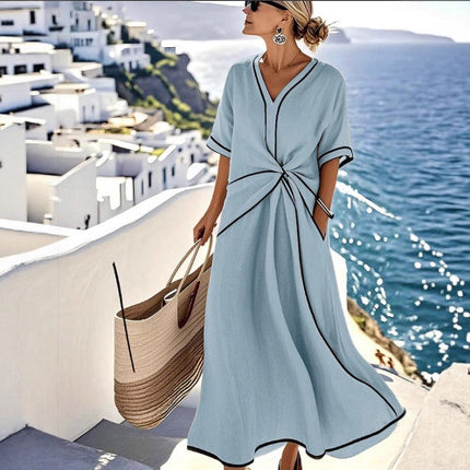 Women's Fashion Loose Striped Print Long Dress