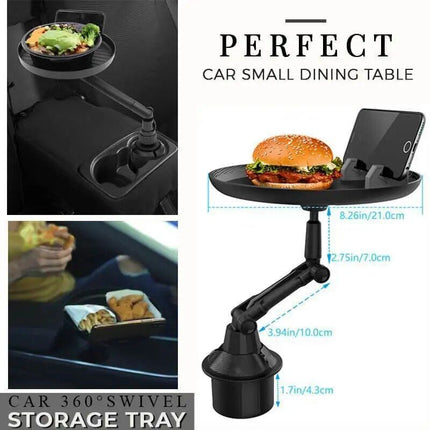 360° Swivel Car Storage Tray with Folding Dining Table & Drink Holder - Wnkrs