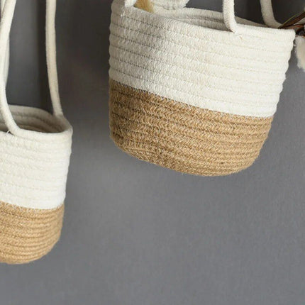 Eco-Friendly Handwoven Jute Cotton Macrame Hanging Planter Basket - Wnkrs