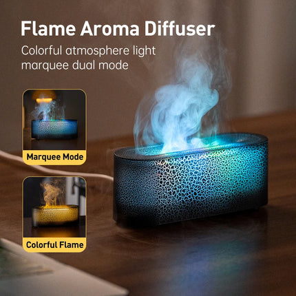 Difusor de aroma con llama de 7 colores y humidificador de aire USB