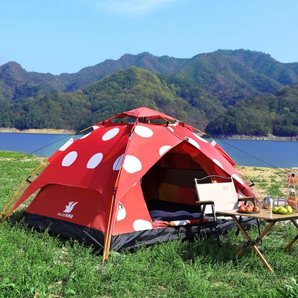 Tente de camping champignon à pois