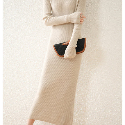 Cashmere Dress Slim-fit Sheath Long Knitted Wool Dress