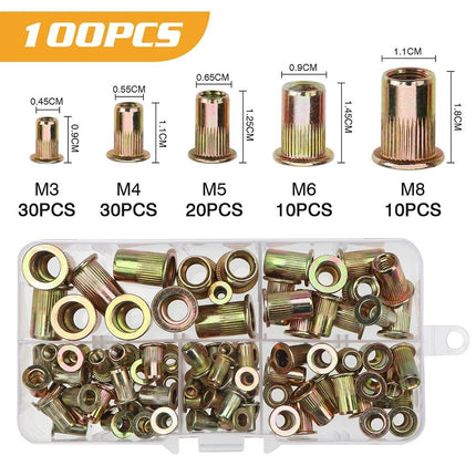 Efficient 100pcs Rivet Nut Set with Automatic Hand Threaded Tool - Wnkrs