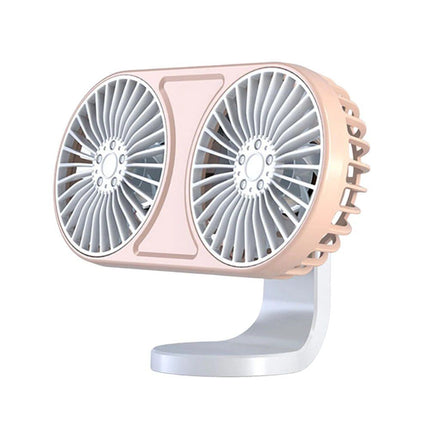 360° Rotating Dual-Head USB Car Fan with Ambient Lighting - Wnkrs