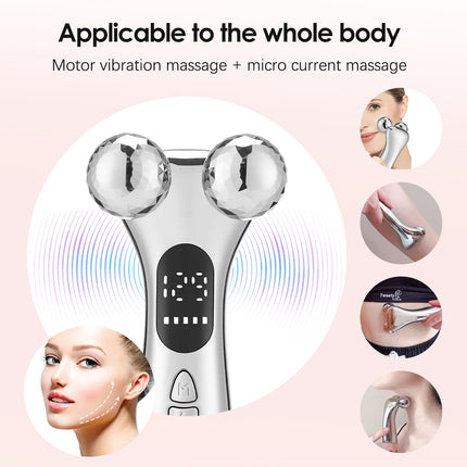 Appareil de massage facial électrique à micro-courant 4D Roller