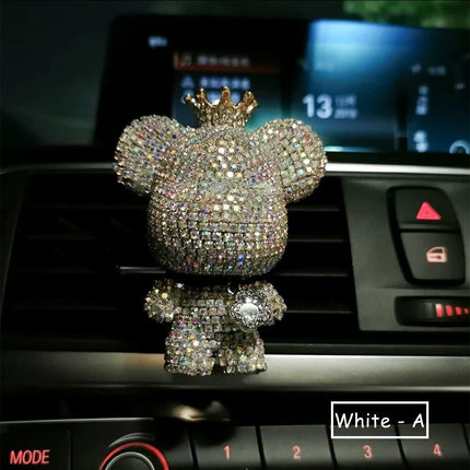 Cute Bear Car Air Vent Perfume Clip with Dazzling Rhinestone - Wnkrs