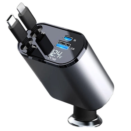 4-in-1 USB Car Fast Charger with PD QC3.0 & Digital Display - Wnkrs