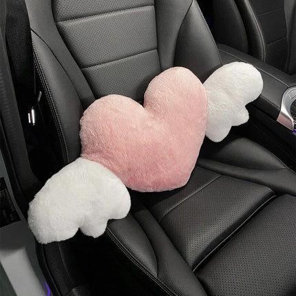 Heart-Shaped Plush Car Headrest & Lumbar Support Cushion - Wnkrs